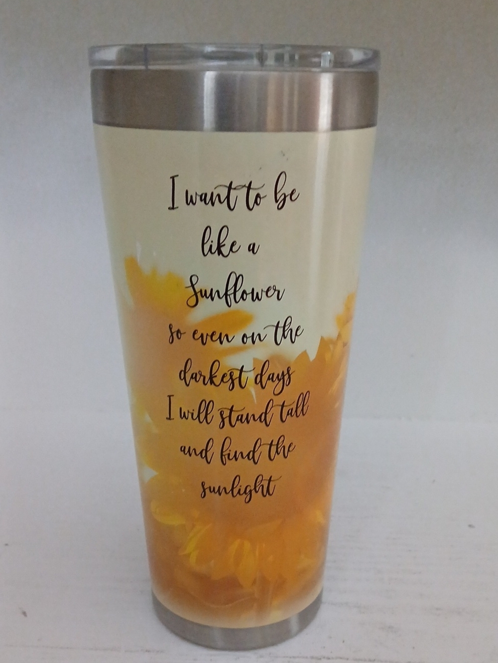 Sunflower Insulated Tumbler - Cream and Yellow - Unbranded